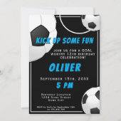 サッカーボールおもしろいスポーツ子供の誕生日 招待状 (正面)