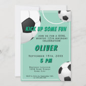 サッカーボールおもしろいスポーツ子供の誕生日 招待状 (正面)