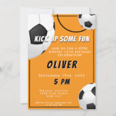 サッカーボールおもしろいスポーツ子供の誕生日 招待状 (正面)