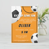 サッカーボールおもしろいスポーツ子供の誕生日 招待状 (スタンド正面)