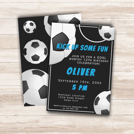 サッカーボールおもしろいスポーツ子供の誕生日 招待状