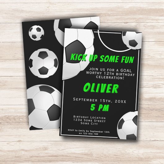 サッカーボールおもしろいスポーツ子供の誕生日 招待状