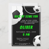 サッカーボールおもしろいスポーツ子供の誕生日 招待状 (正面)