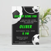 サッカーボールおもしろいスポーツ子供の誕生日 招待状 (スタンド正面)