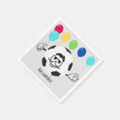 サッカーボールおもしろい顔カラーフルバルーン スタンダードカクテルナプキン (角)