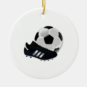 サッカーボールおよびクリート セラミックオーナメント