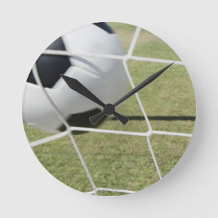 サッカーボールおよびゴール ラウンド壁時計