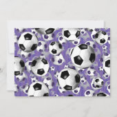 サッカーボールがいっぱい サッカー・パーティー 紫 招待状 (正面)