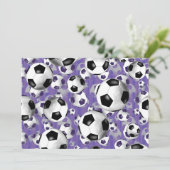 サッカーボールがいっぱい サッカー・パーティー 紫 招待状 (スタンド正面)