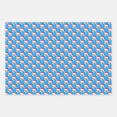 サッカーボールがサンタの帽子をかぶり＆雪の結晶 ラッピングペーパーシート (正面3)