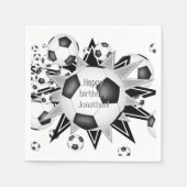 サッカーボールがスター子供の誕生日またはチームパーティー スタンダードカクテルナプキン (正面)