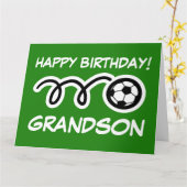 サッカーボールが付いている孫のハッピーバースデーカード カード (黄色い花)