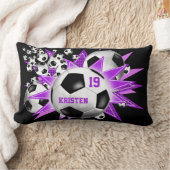 サッカーボールが女の子を噴き出すサッカー ランバークッション (ブランケット)