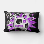 サッカーボールが女の子を噴き出すサッカー ランバークッション (正面)