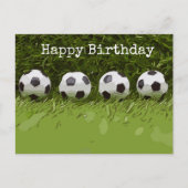サッカーボールが緑の草のハッピーバースデーカード ポストカード (正面)