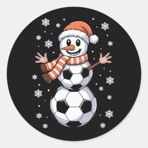 サッカーボールでできた雪だるまのクリスマスツリー 面白いデザイン  ラウンドシール