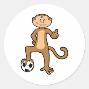 サッカーボールでスポーツをするサル ラウンドシール