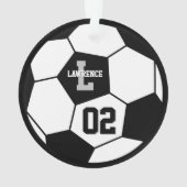 サッカーボールとサッカー選手の写真 オーナメント (裏面)