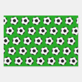 サッカーボールとサンタレッド&グリーンクリスマス ラッピングペーパーシート (正面2)