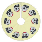 サッカーボールとシュークリスマス ブラッシュドポリエステルツリースカート (正面)