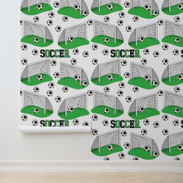 サッカーボールとネット文字アートスポーツパターン 壁紙