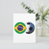 サッカーボールとブラジルが博物館のザズレ国旗を掲げる ポストカード (スタンド正面)