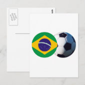 サッカーボールとブラジルが博物館のザズレ国旗を掲げる ポストカード (正面/裏面)