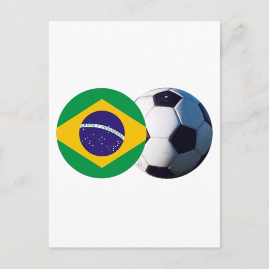 サッカーボールとブラジルが博物館のザズレ国旗を掲げる ポストカード (正面)