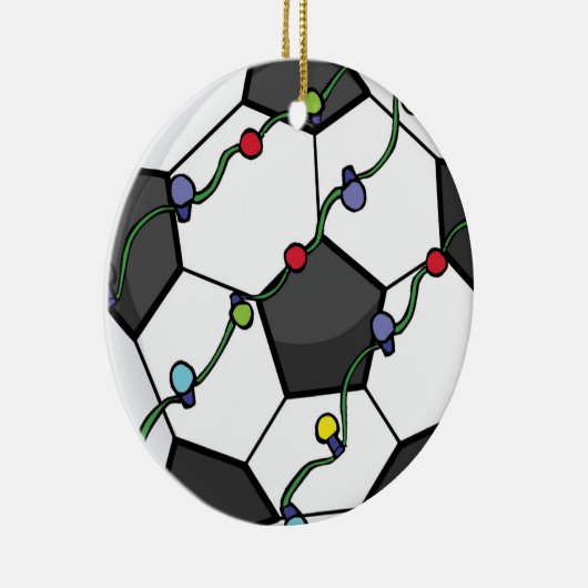 サッカーボールとホリデーライトオーナメント セラミックオーナメント (右)