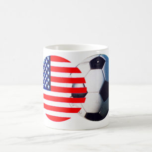 サッカーボールと米国国旗博物館ザズレ コーヒーマグカップ