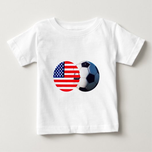 サッカーボールと米国国旗博物館ザズレ ベビーTシャツ (正面)
