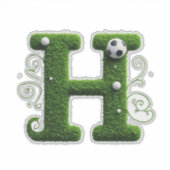 サッカーボールと緑の草の文字H シール (正面)