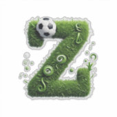 サッカーボールと芝生の文字デザイン シール (正面)