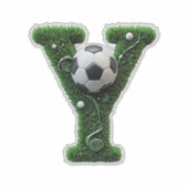 サッカーボールと芝生の文字デザイン シール (正面)