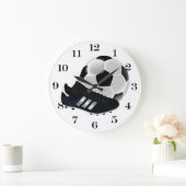 サッカーボールと靴 ラージ壁時計 (ホーム)
