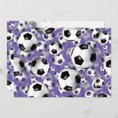 サッカーボールどこでもサッカーパーティー紫 招待状 (正面/裏面)