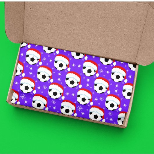 サッカーボールにサンタの帽子と雪の結晶 薄葉紙