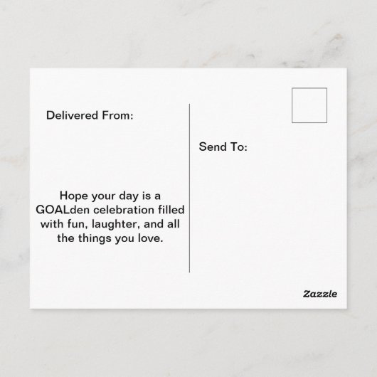 サッカーボールに誕生日帽子をかぶせたコンフェッティ誕生日 ポストカード (裏面)