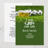 サッカーボールのある緑の30歳の誕生日カード 招待状 (正面/裏面)