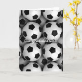 サッカーボールのお祝いの多く カード (黄色い花)