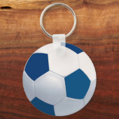 サッカーボールのキーチェーン（青と白） キーホルダー (正面)