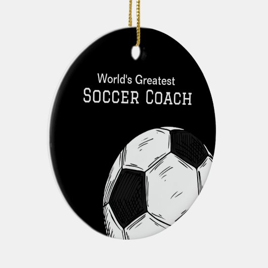 サッカーボールのクリスマスオーナメントをコーチ セラミックオーナメント (右)