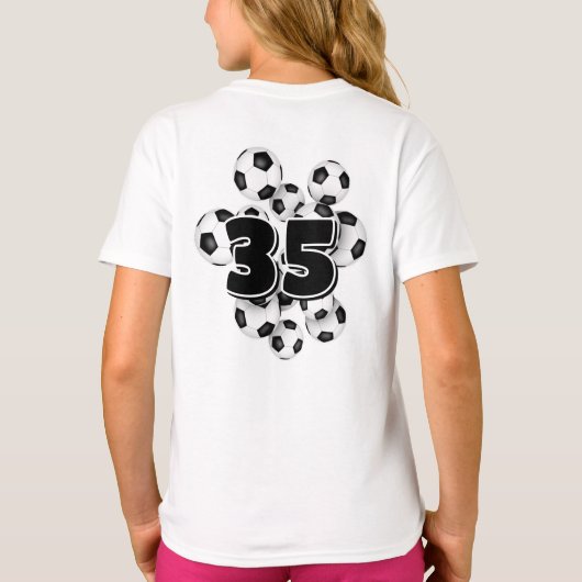 サッカーボールのグループのキッズジャージー番号 Tシャツ (裏面)