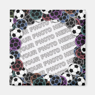 サッカーボールのコラージュの写真の磁石 マグネット