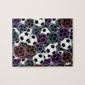 サッカーボールのコラージュ ジグソーパズル (横)