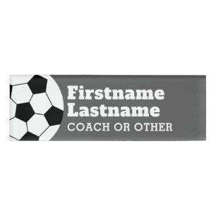 サッカーボールのコーチか先生-モダンなスケッチ 名札