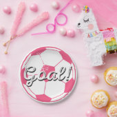 サッカーボールのゴールのプレート-ピンク ペーパープレート (パーティー)