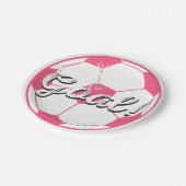 サッカーボールのゴールのプレート-ピンク ペーパープレート (アングル)