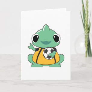 サッカーボールのゴールキーパーとしてのカメレオン カード