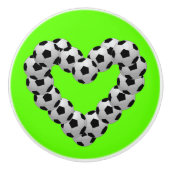 サッカーボールのサッカーのフットボールのハート セラミックノブ (正面)